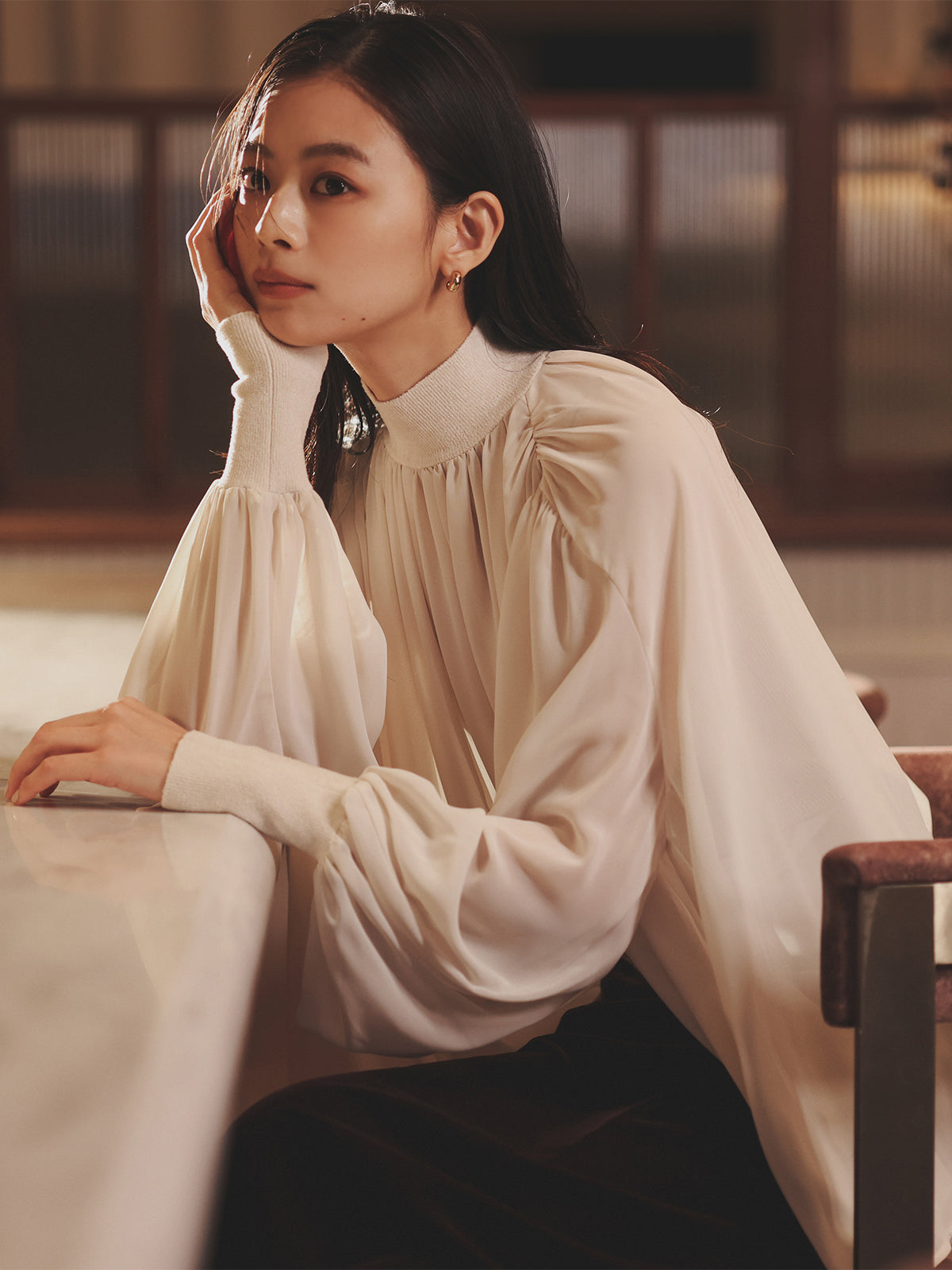 ジョーゼットフレアブラウス