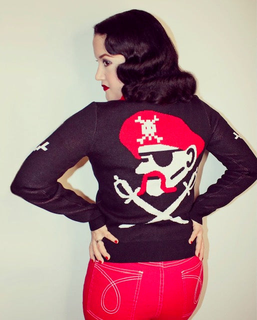 AHOY 1950's Pirate and Skulls Sweater-Black – Astro Bettie
