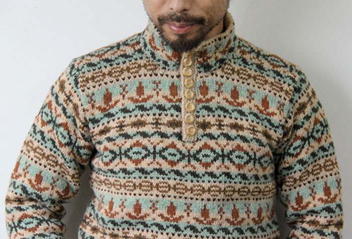 フェアアイルセーター ハンドニット / ビンテージスタイル インバー