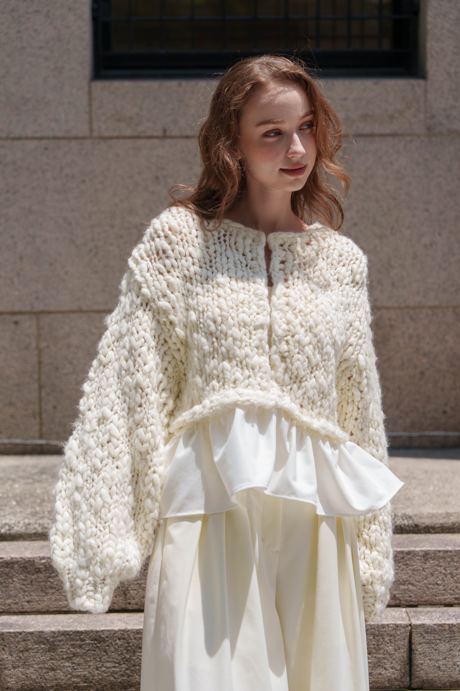 frill hand knit cardigan – Acka online store