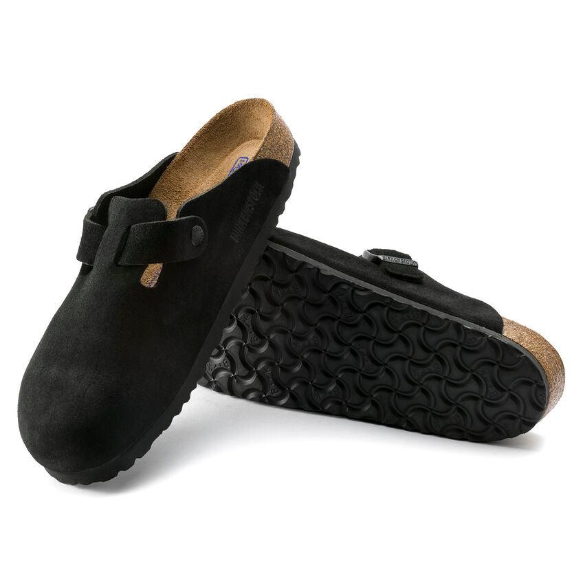 Unisex Boston Black Suede Soft Footbed – Birkenstock Village