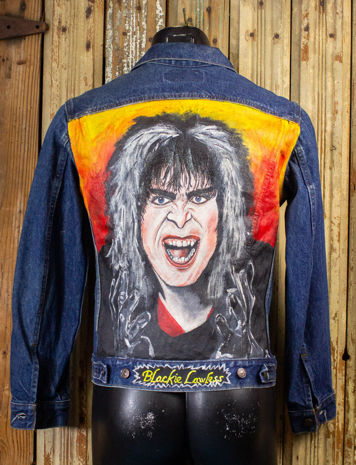 Vintage Levi's Hand Painted Blackie Lawless Denim Jacket 80s Dark
