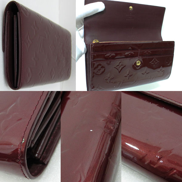 美品 ルイヴィトン ヴェルニ ファスナー長財布 ポルトフォイユサラ 赤
