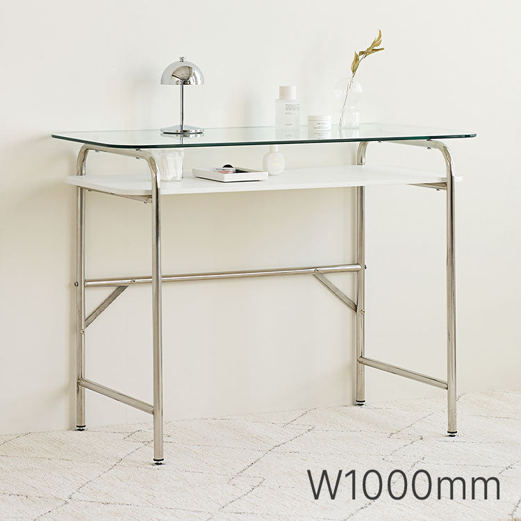 mmmELECOM KX-120GL 強化ガラス天板 スチール製デスクのみ mmmELECOM