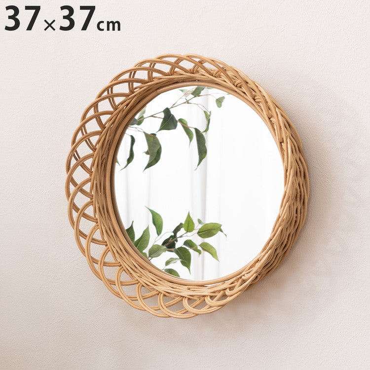 ラタンミラー ミラー 鏡 姿見 壁掛け ウォールミラー 丸型 円型 ラタン