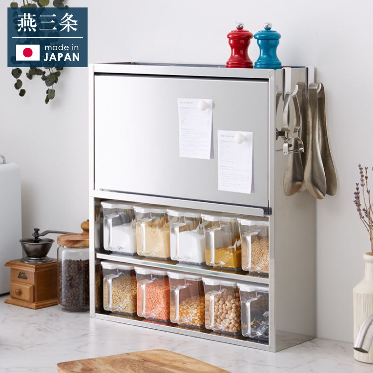 日本製 燕三条 スパイスラック 10杯 ステンレス 調味料ポット付き