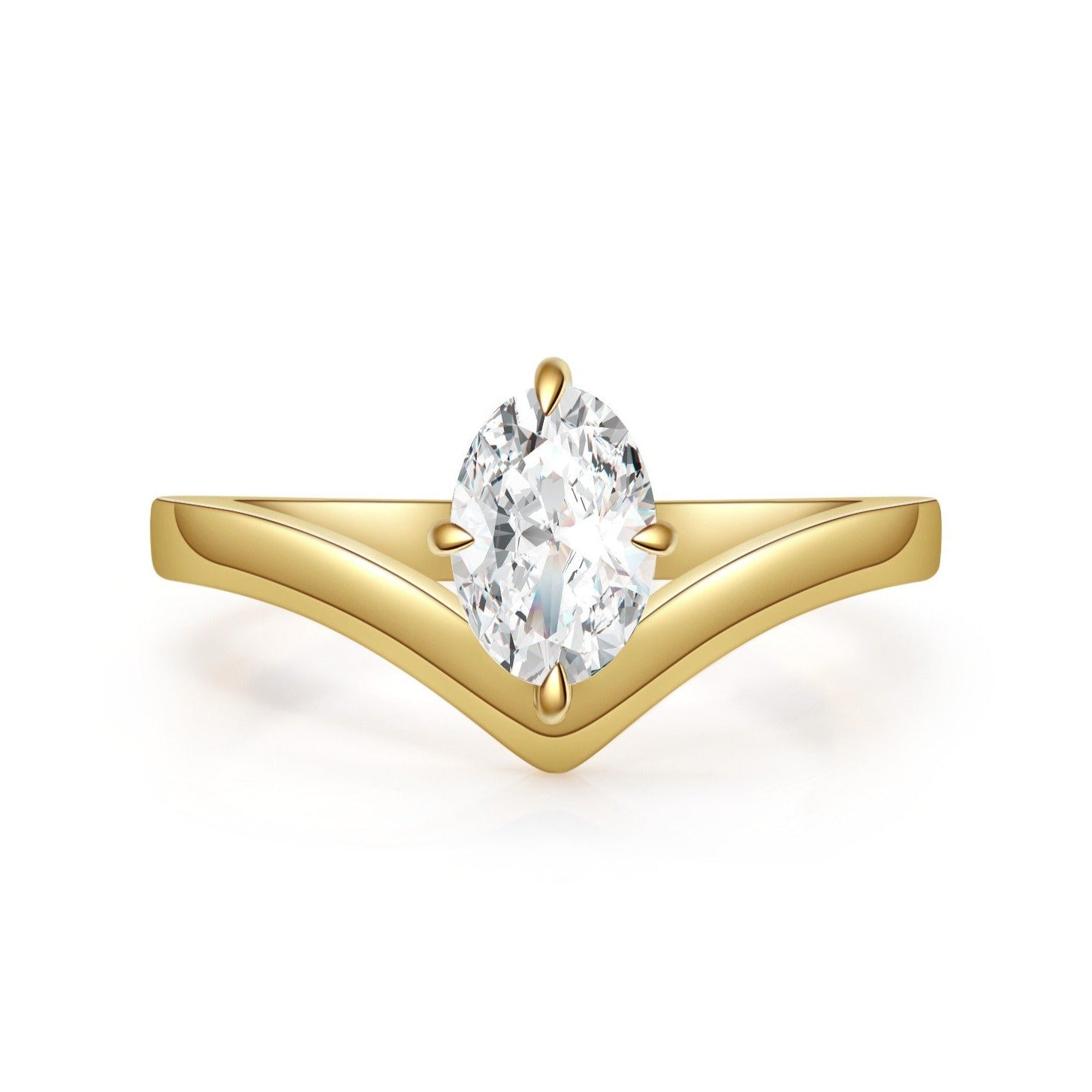 V字 オーバルカット リング RI372YG – Brillar