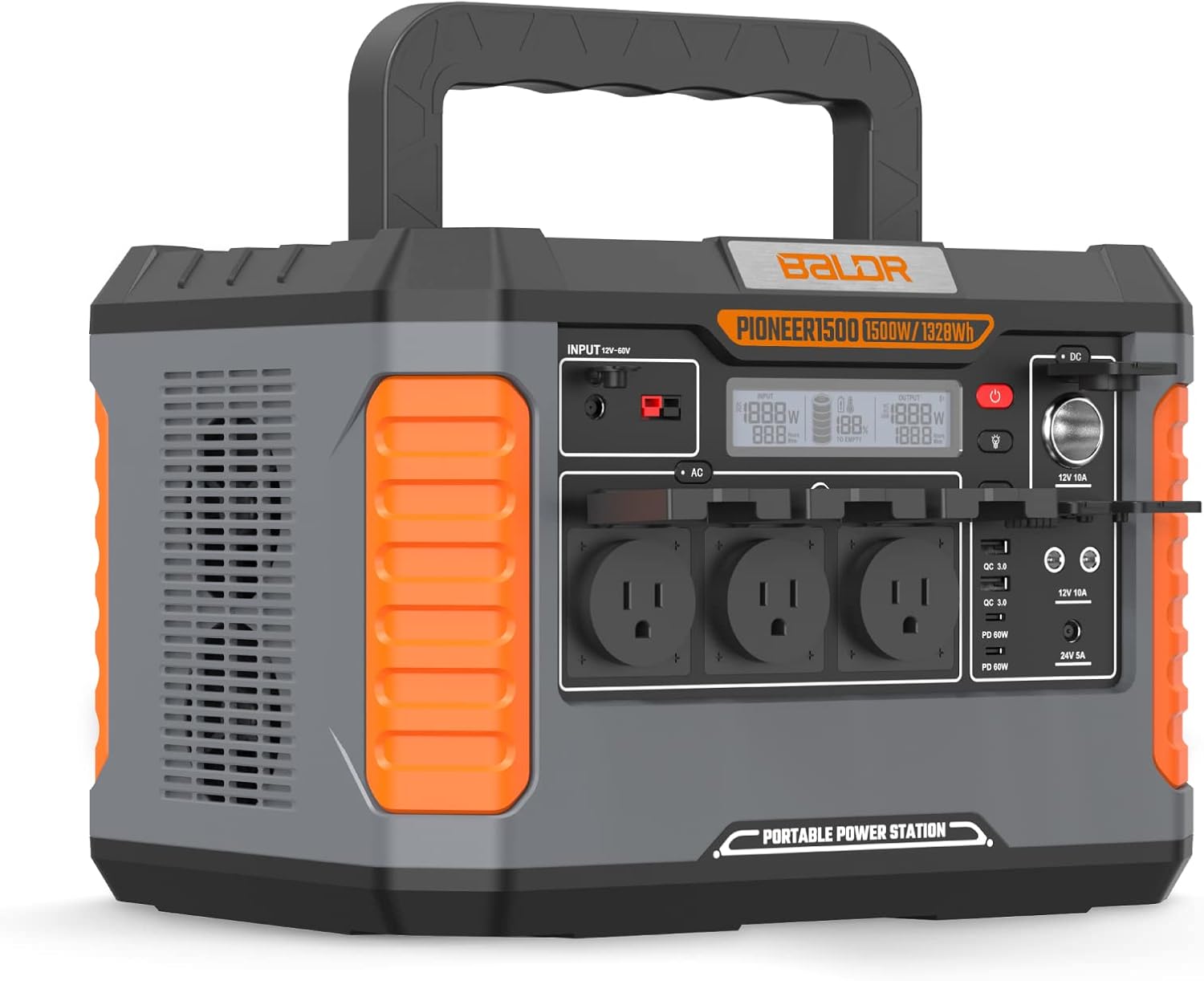 BALDR ポータブル電源 大容量 1500W/1328Wh 家庭アウトドア両用