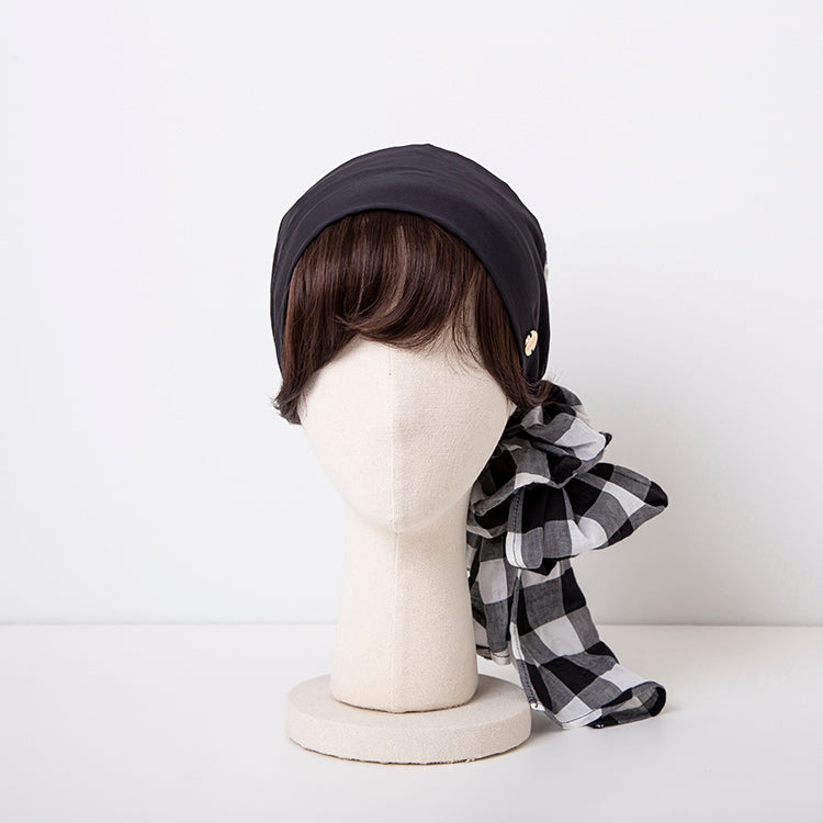 SCARF HAT(S size) / Gingham-Black – BAREN（バレン）
