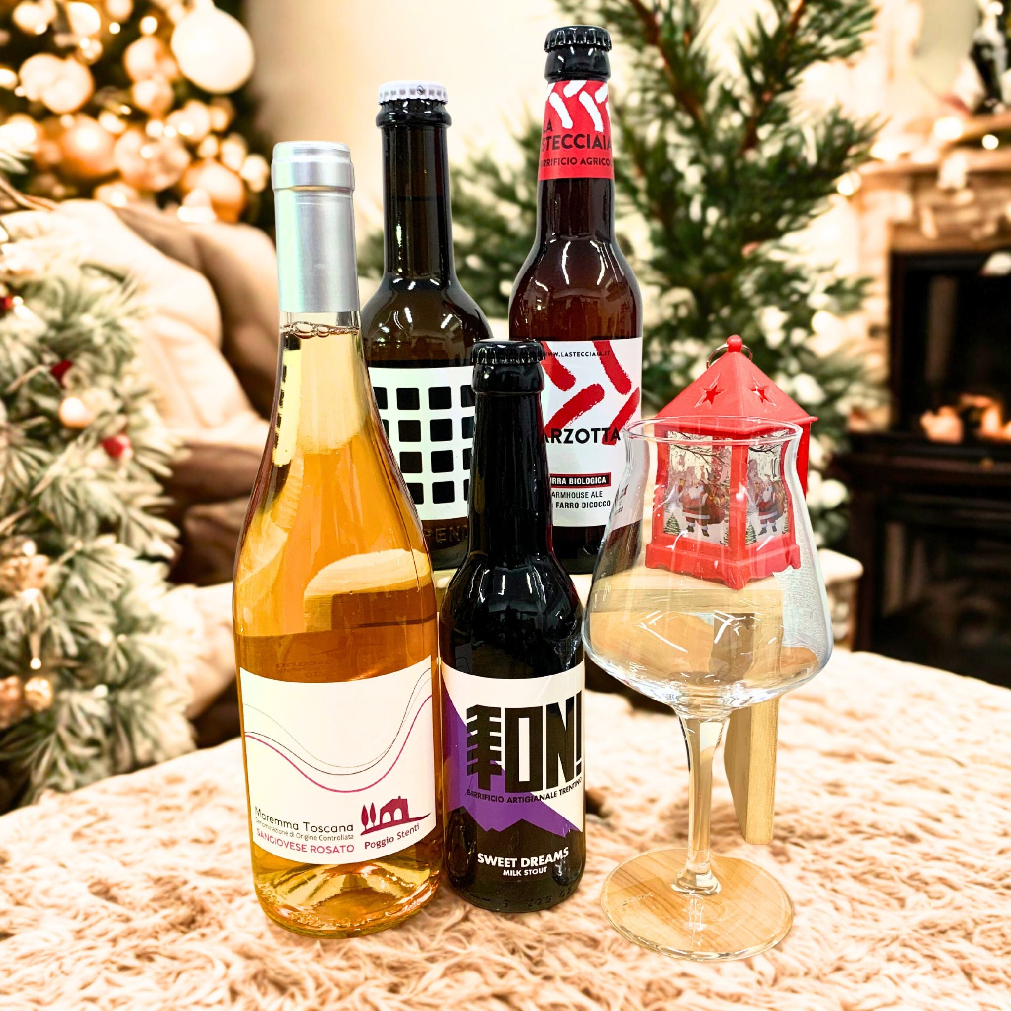 Winter Set】イタリア製ビアグラス付きクラフトビール＆ワイン 4本