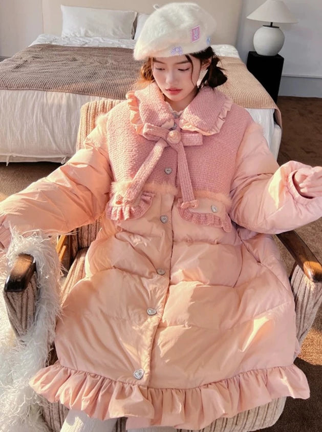 ガーリーロングフリルダウンコート – Belchic