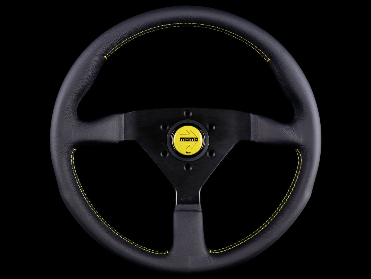 Momo Monte Carlo Steering Wheel - Leather w/ Yellow Stitch - JHPUSA