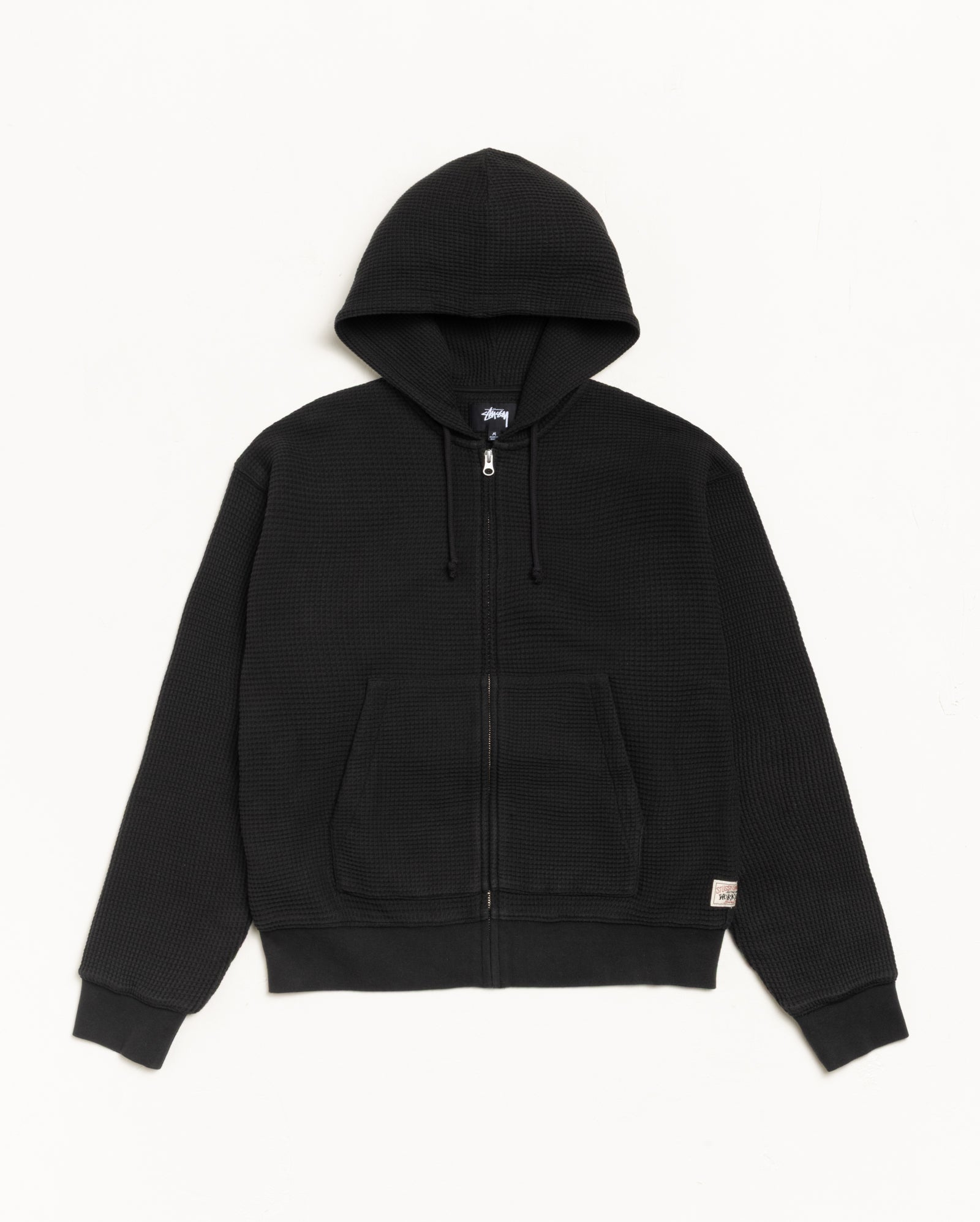 Double Layer Waffle Zip Hoodie – Black | Tops | Stüssy Japan