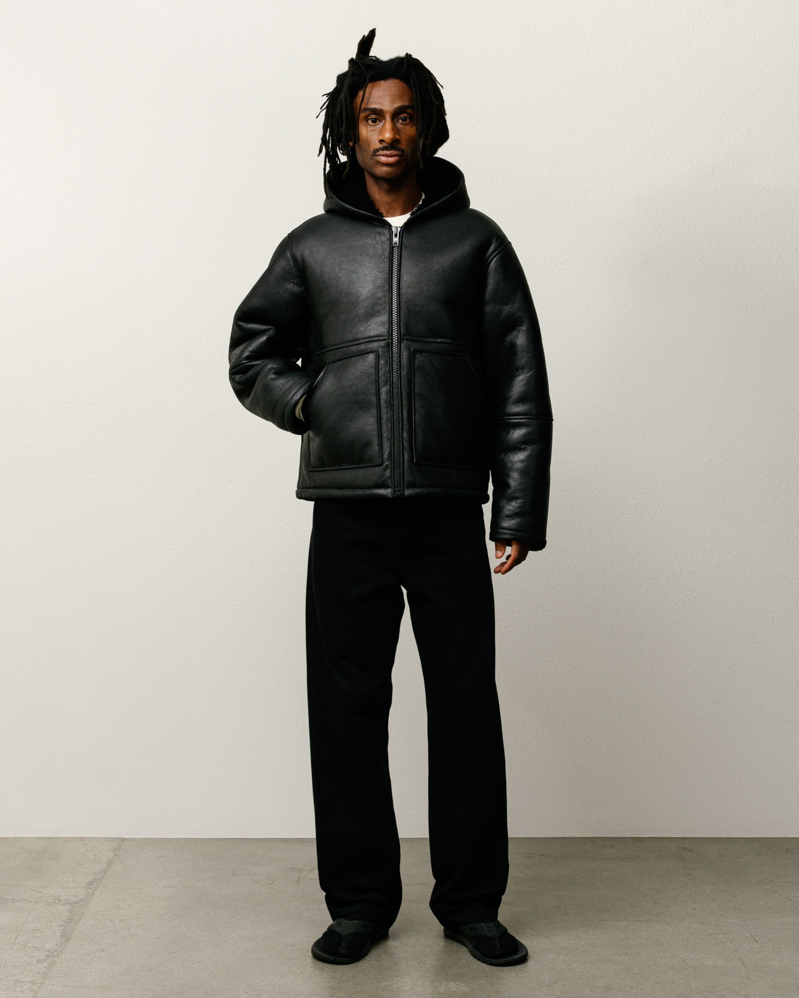 Shearling Hooded Jacket – Black | Outerwear | Stüssy Japan