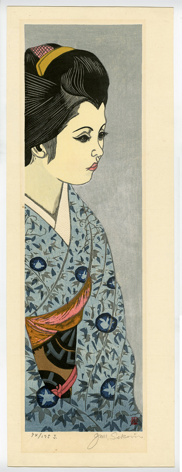 関野準一郎(せきのじゅんいちろう) - 舞妓十二ヵ月 八月 朝顔 - 新版画