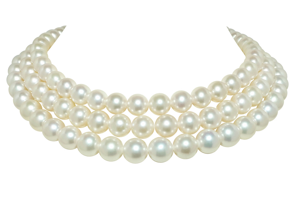 MIKIMOTO 【ミキモト】K18WGアコヤパール3連ネックレス (NO.48487