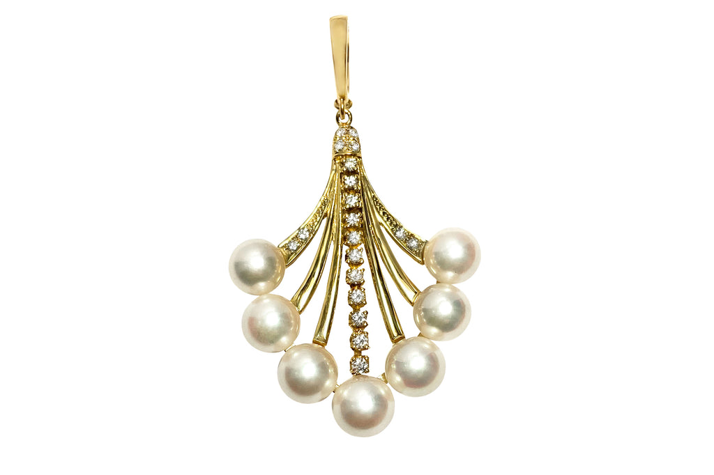 MIKIMOTO【ミキモト】 K18アコヤパール ダイヤモンドペントップ (NO