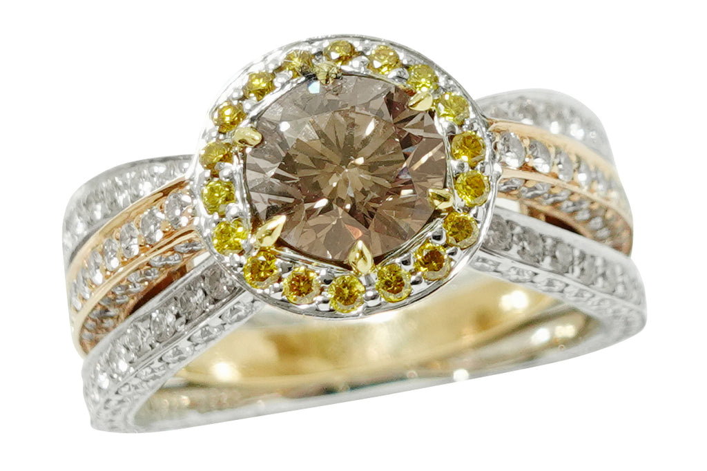 Brown Diamond K18WG/PGブラウン/イエロー/カラーレスダイヤモンド