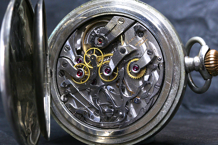 ロンジン Cal.18.72搭載 手巻き 懐中クロノグラフ SKS製 ニッケル仕様