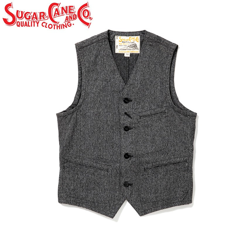 SC12795 / SUGARCANE 9oz. BLACK COVERT WORK VEST – Klaxon Japanese