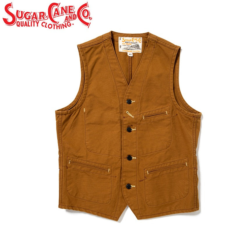 SC14375 / SUGARCANE 13oz. Brown Duck Work Vest – Klaxon Japanese Denim