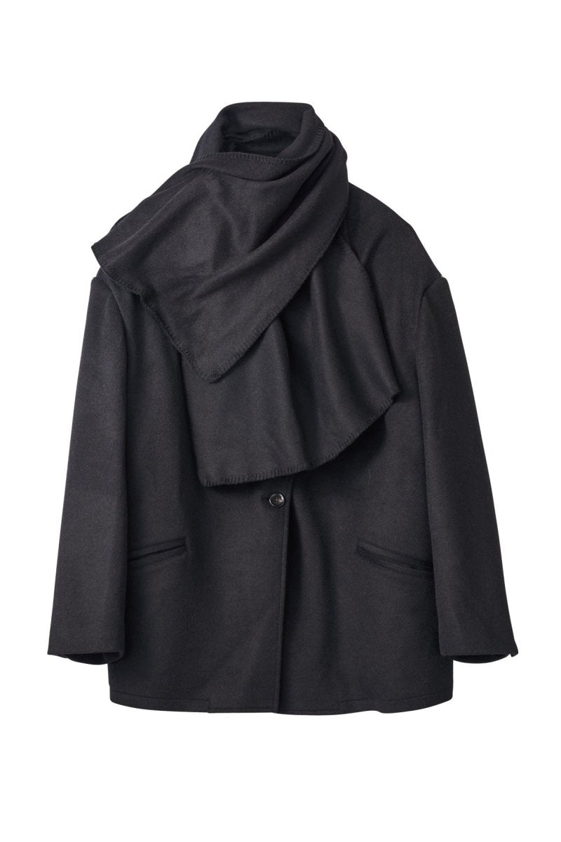 muffler overlay jacket(unisex)/black | KNUTH MARF