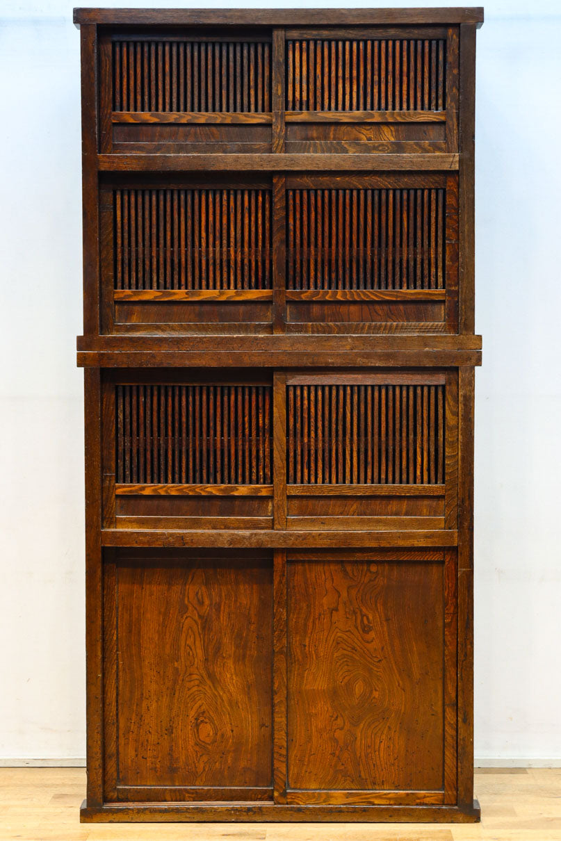 稀少‼︎古色に端然と並ぶ縦桟が美しい小千谷水屋箪笥 BB3304 – 古福庵