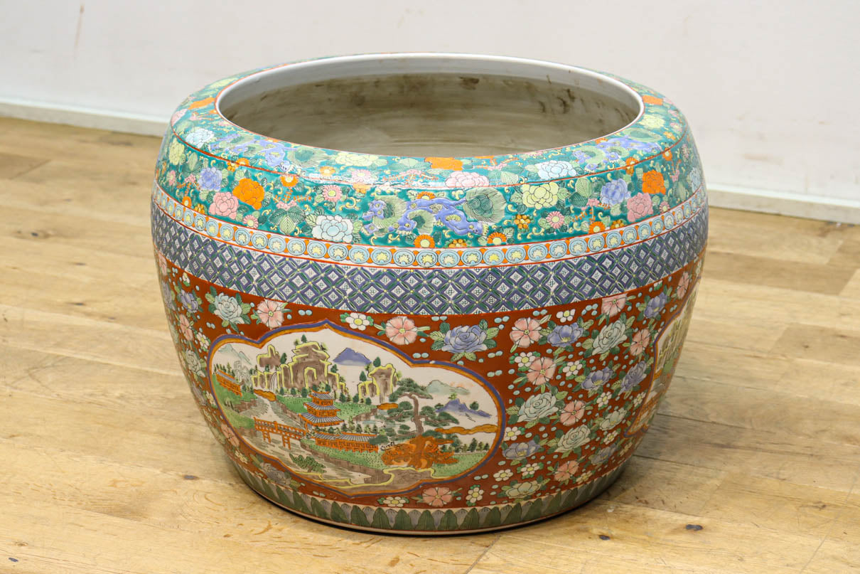 穏やかな風景を華やかな色彩で飾る火鉢 DC6185 – 古福庵 [ KOFUKUAN