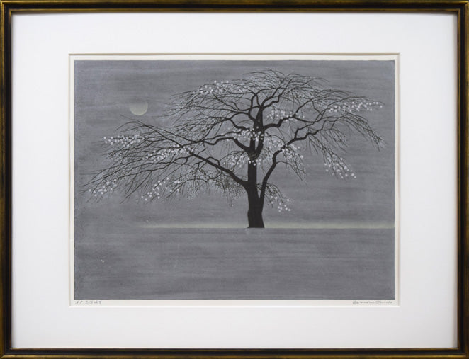 大本靖「三分咲き」木版画 絵画買取・販売の小竹美術