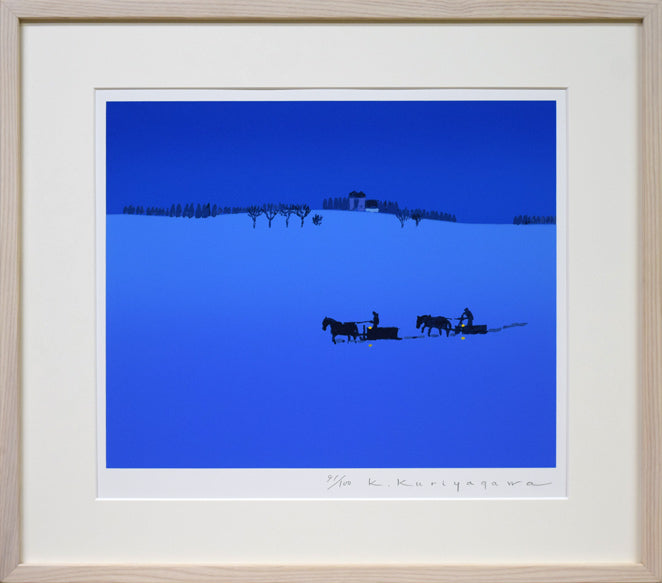 栗谷川健一「雪あかり」シルクスクリーン版画 絵画買取・販売の小竹美術
