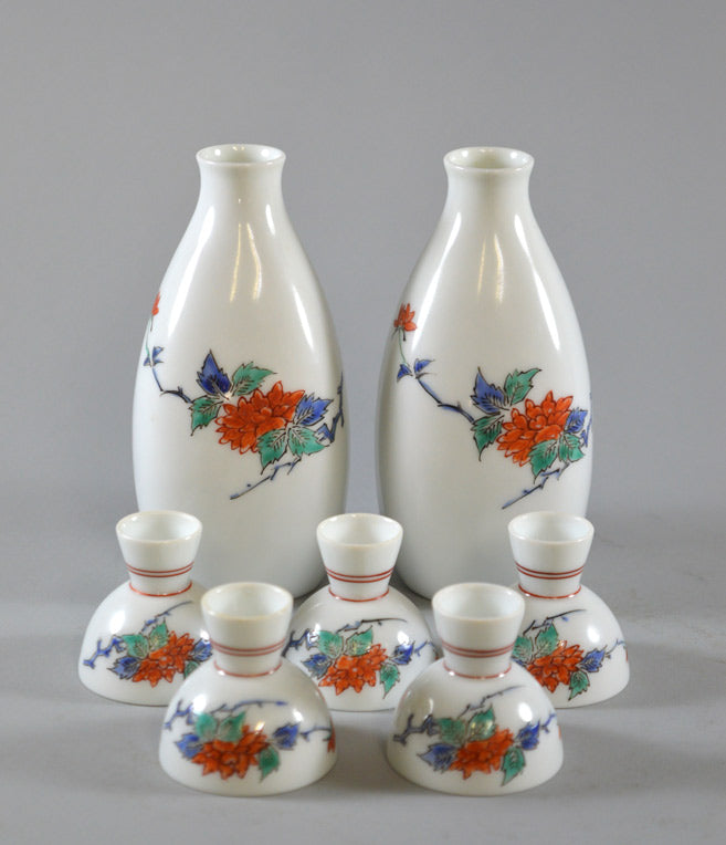 柿右衛門窯元 錦 雅風絵 酒盃 渦福 3個セット 木箱付き 柿右衛門窯元