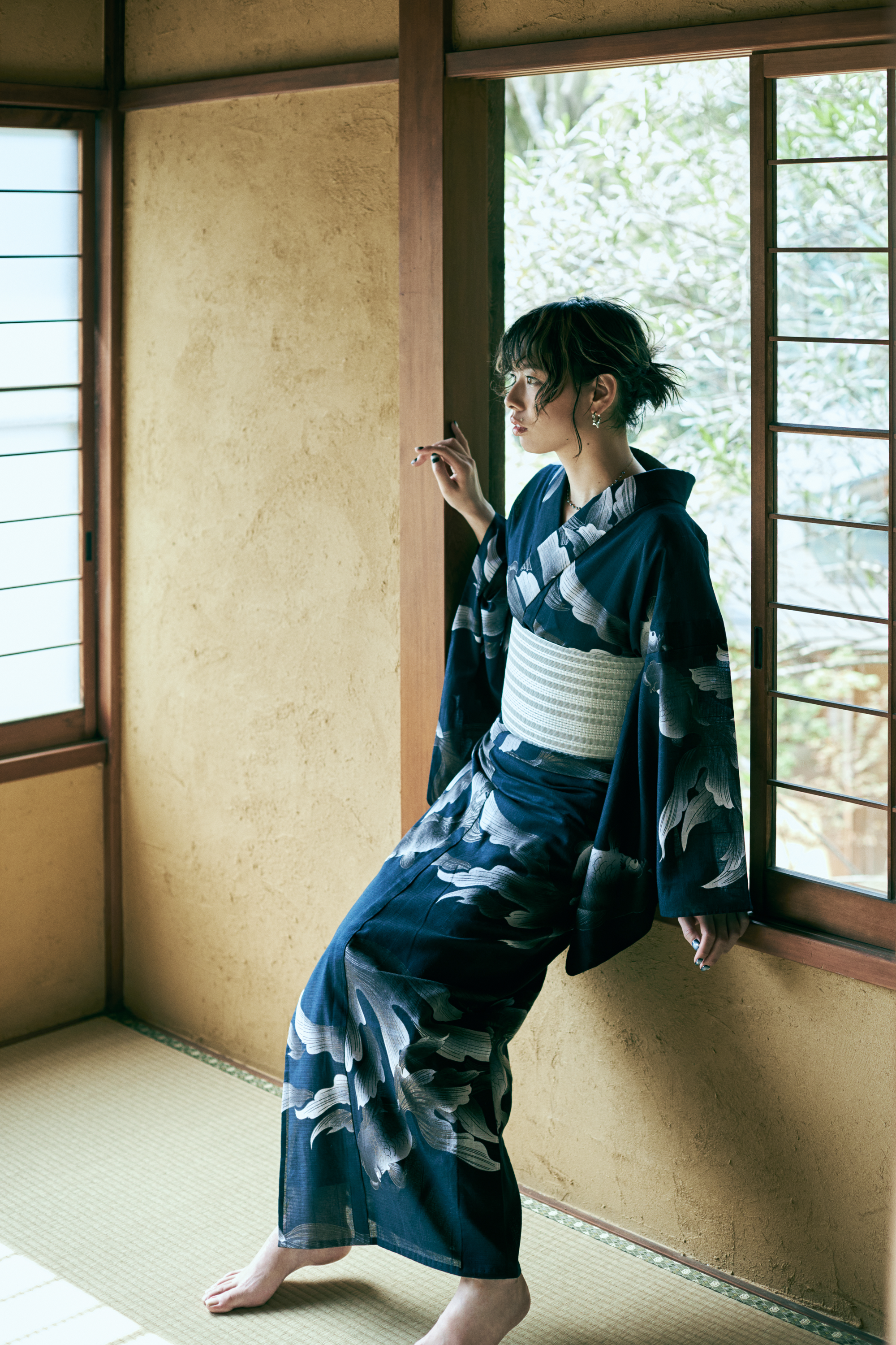 浴衣｜金魚 紺黒漆｜誉田屋源兵衛