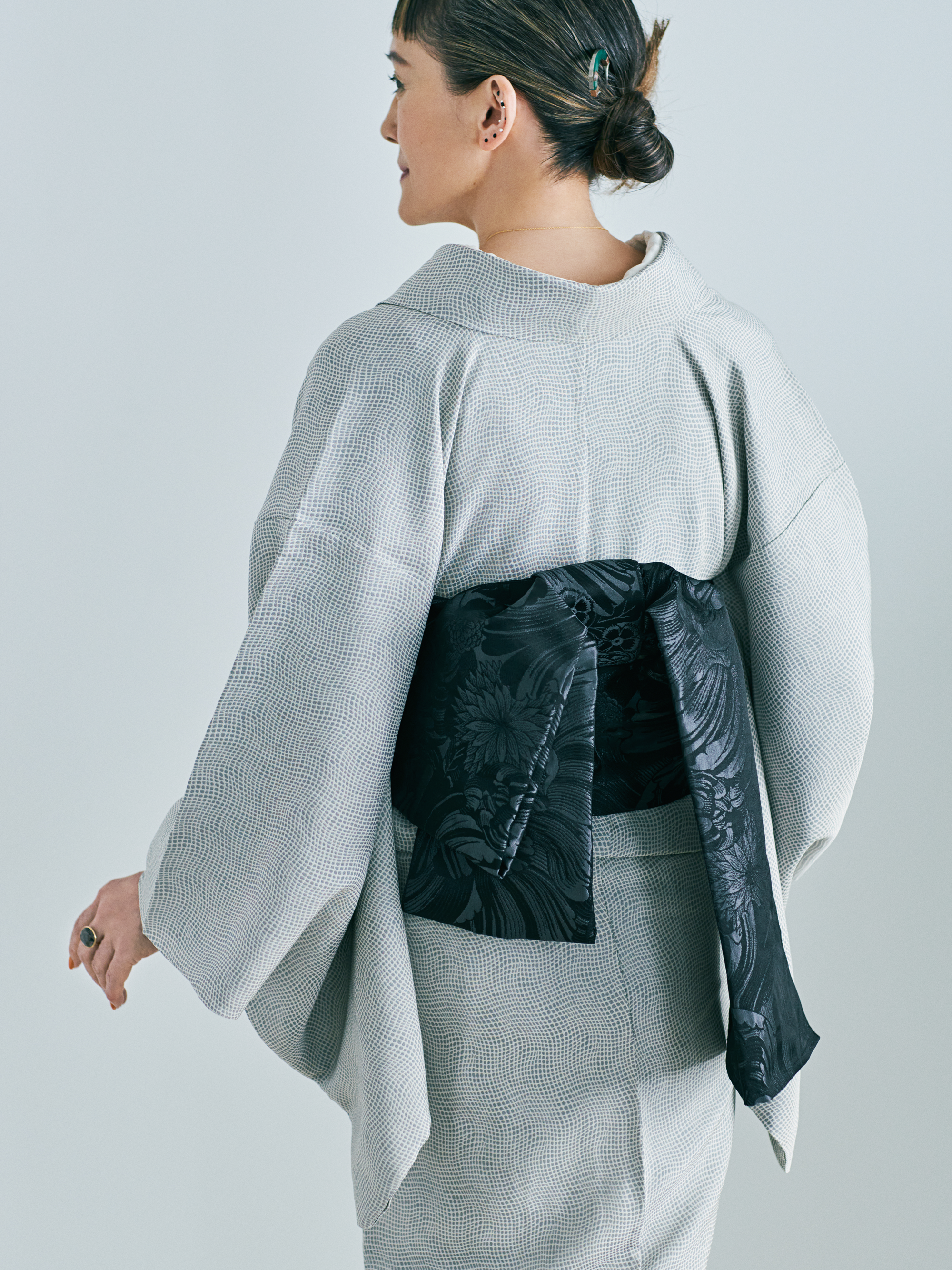 兵児帯｜花尽くし 黒｜西岡ペンシル × KAPUKI