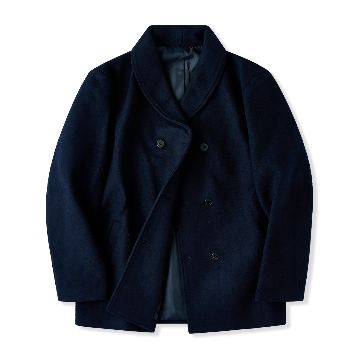 ダブルブレストショールカラーピーコート – Karakubuy