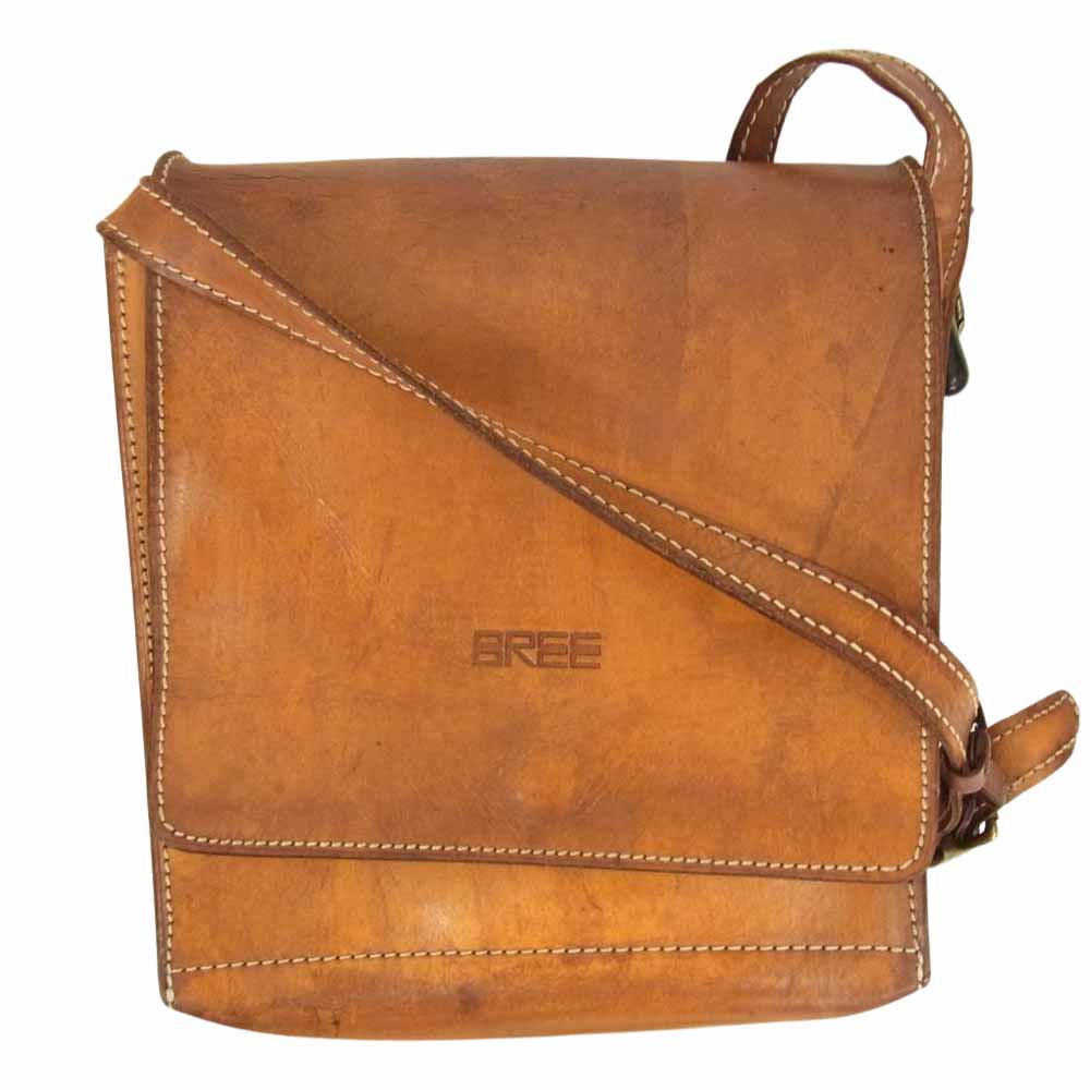 BREE ブリー ヌメ革 オール レザー スクエア ショルダー バック ポーチ