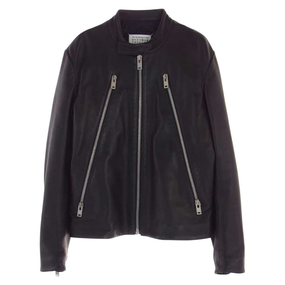 極美品】MM6マルジェラ羊革クラックダメージ加工レザージャケット42