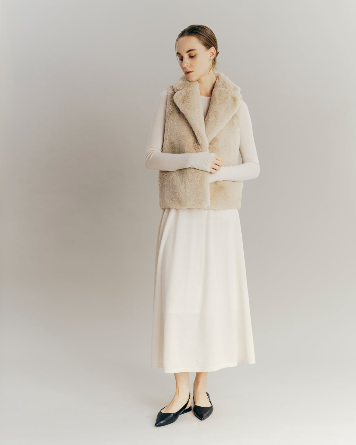 Tailored collar Fur vest – L'AUBE BLANC