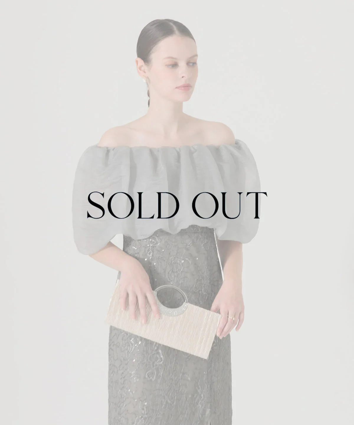 当日発送】2WAYオフショルダーパフスリーブIラインワンピース結婚式ドレス