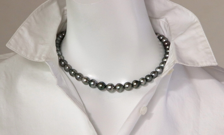 黒蝶真珠ネックレス【大きさ8.1-10.5㎜・長さ42㎝】＜240-34＞ | 黒蝶