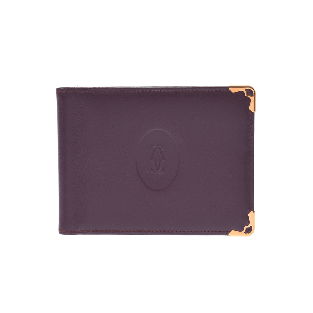 カルティエマスト マネークリップ付き二つ折り札入れ ボルドー ユニ