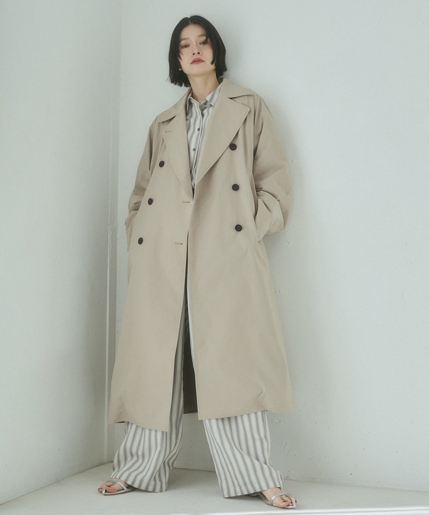 ストレッチポリエステル トレンチコート