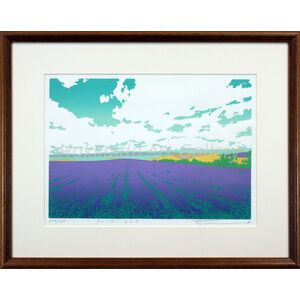 本間武男 『ラベンダー その5』 シルクスクリーン - 北海道画廊