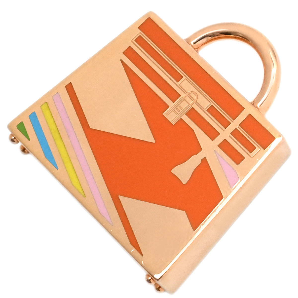 エルメス HERMES ケリー Hヴィブラシオン ピンクゴールド×オレンジ