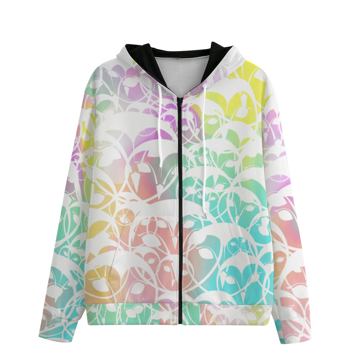 All-Over Print Zip Up Hoodie With Pocket | Interlock – Hank