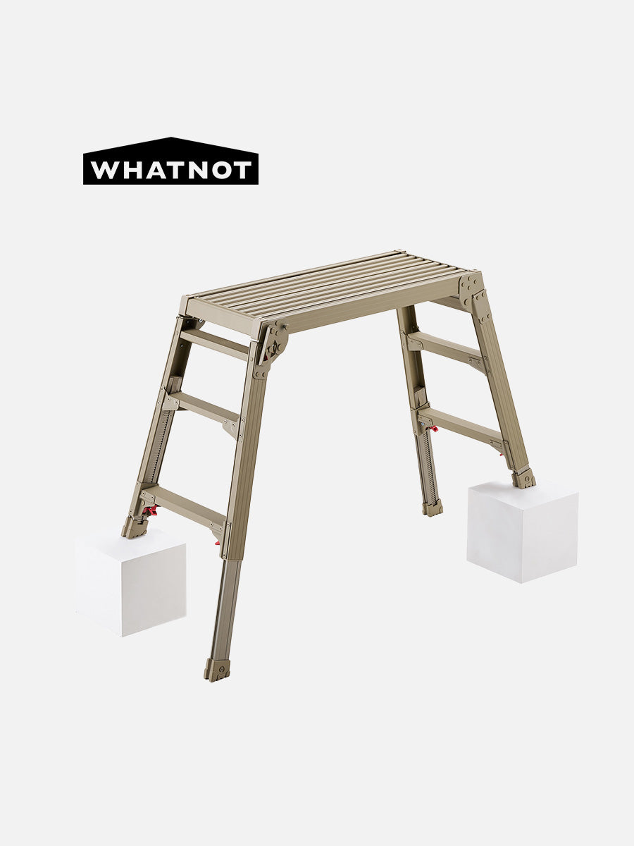 公式】長谷川工業 WHATNOT 脚部伸縮足場台 3段 サンドベージュ DRS