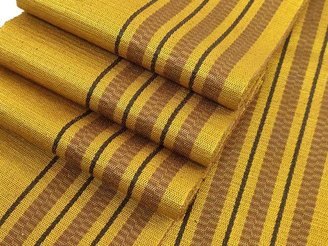 半幅帯本場黄八丈山吹色格子 半幅 黄八丈 半幅帯 本場黄八丈