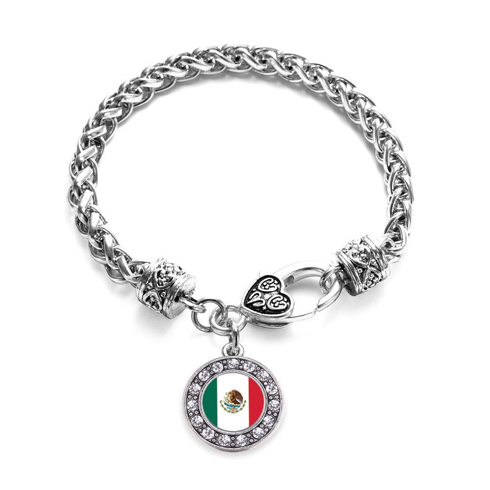 Silver Mexican Flag Circle Charm Braided Bracelet – Inspired Silver