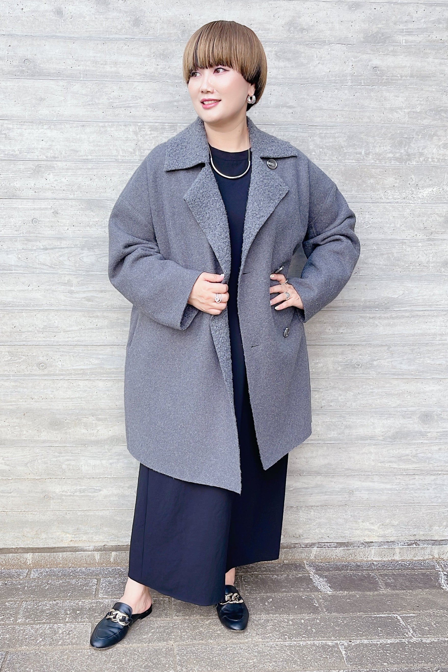 CYNICAL】ボアスライバーニットリバーシブルコート/552-94055