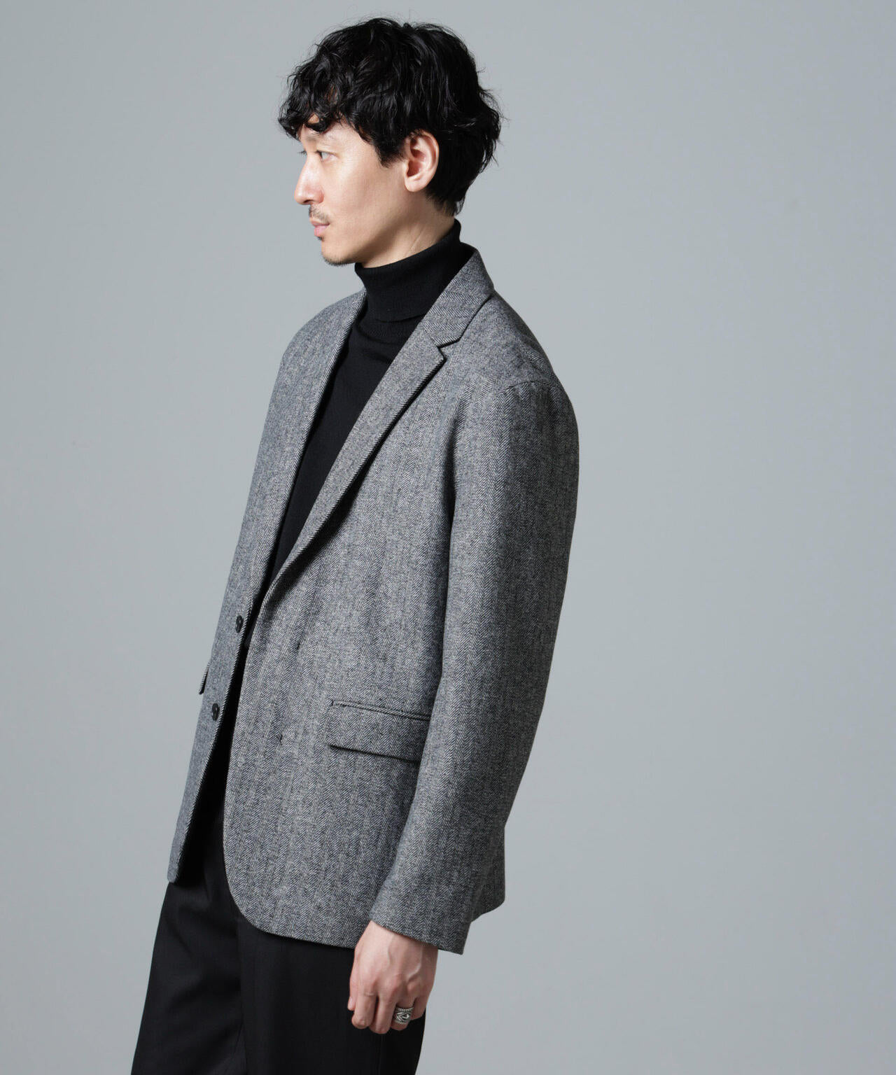 ヘリンボーン セミワイド ジャケット ( セットアップ可 )