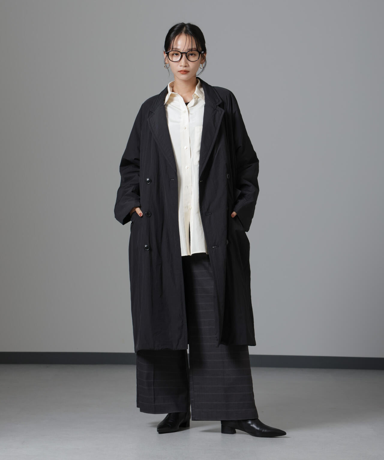 撥水加工・機能中綿 Wボタン ラグラン ロングコート